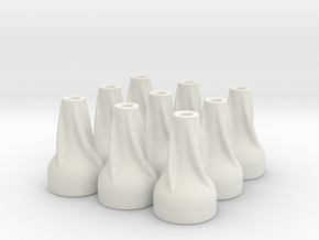 9X Spiral Finned Blowgun Dart Cones in White Natural Versatile Plastic