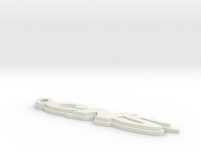 CNS Key Chain 66mm 2.6Inch Long 3mm Thick in White Natural Versatile Plastic