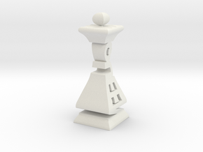 Typographical Queen Chess Piece in White Natural Versatile Plastic