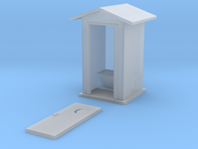 S-Scale Peaked Roof Outhouse in Tan Fine Detail Plastic
