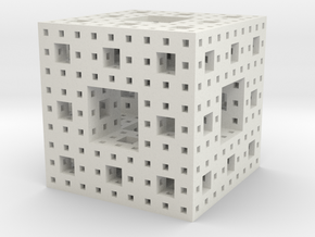 Menger Sponge in White Natural Versatile Plastic