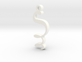 Z Necklace Pendant in White Processed Versatile Plastic