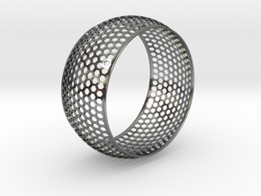 Horizontal Honey Comb Rounded Bracelet in Fine Detail Polished Silver