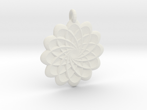 Flower Pendant in White Natural Versatile Plastic