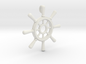 Ships Wheel Pendant in White Natural Versatile Plastic