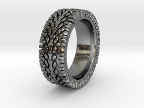 American Sportsman Street Tread Tire Ring in Fine Detail Polished Silver
