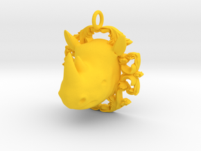 Rhino pendant in Yellow Processed Versatile Plastic