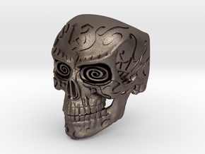 WR Ring FullSkull Hwy 13 - Size 8.5 in Polished Bronzed Silver Steel