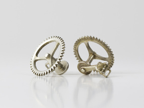 Bicycle Chainring Cufflinks in Polished Silver