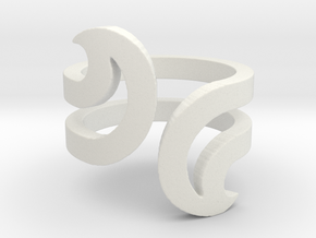 Opposite Waves Ring in White Natural Versatile Plastic