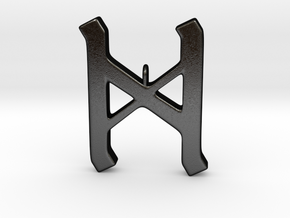 Rune Pendant - Dæg in Matte Black Steel