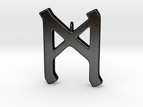 Rune Pendant - Mann in Matte Black Steel