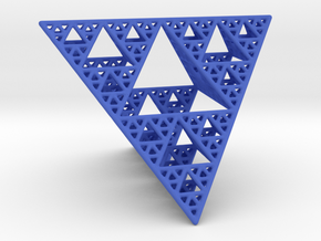 Sierpinski Tetrahedron level 4 in Blue Processed Versatile Plastic