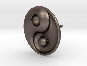 Yin Yang - 6.1 - Stud Earring - Left in Polished Bronzed Silver Steel