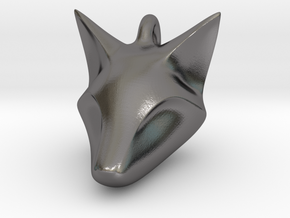 Stylish Fox Head Pendant in Polished Nickel Steel