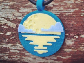 'Moonrise with Clouds' Pendant in Sandstone in Full Color Sandstone