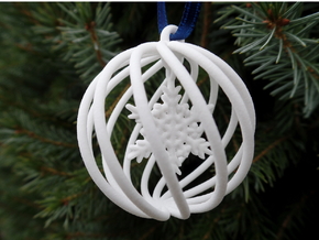 Snowflake Bauble small in White Processed Versatile Plastic