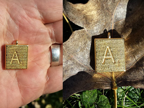 Scrabble Charm or Pendant-A in Polished Gold Steel