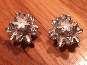 Imploded star earrings  in Polished Silver