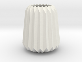 Stylish Faceted Designer Vase - 100mm Tall in White Natural Versatile Plastic