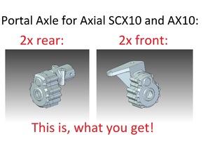 Portal Axle - Axial AX10, SCX10, 4x4x2 in White Natural Versatile Plastic