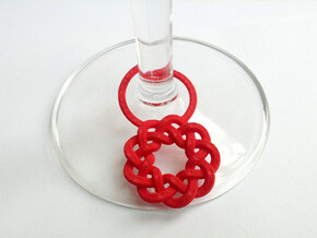 Wine Glass Tag - Braid in Red Processed Versatile Plastic