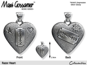 Razor Heart Pendant in Polished Silver