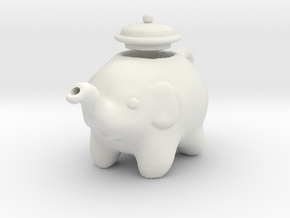 Tiny White Elephant Teapot in White Natural Versatile Plastic
