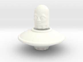 Alien in a UFO Toy Figurine in White Processed Versatile Plastic