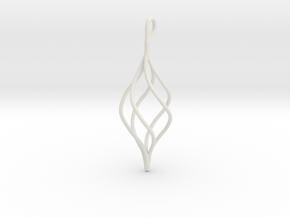 Helical Basket Pendant in White Natural Versatile Plastic