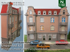 Stadthäuser-Relief 'Basel' (N 1:160) in White Natural Versatile Plastic