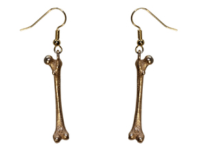 Human Femur Pendant or Earring in Polished Bronzed Silver Steel