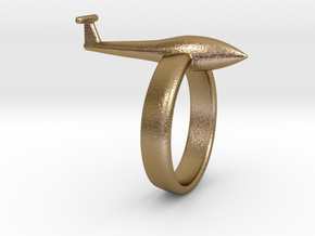 Glider ring (T-tail) in Polished Gold Steel