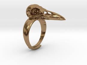 Crow Ring With Logo in Natural Brass