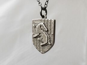 Hufflepuff Crest Necklace in Polished Bronzed Silver Steel