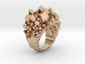 Double Crystal Ring Size 8 in 14k Rose Gold Plated Brass