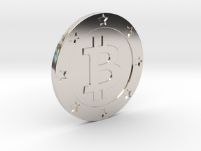 Bitcoin real coin in Rhodium Plated Brass