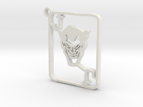 Joker Card Keychain in White Natural Versatile Plastic