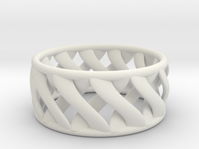 Twist Ring II in White Natural Versatile Plastic