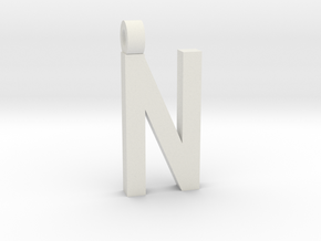 Letter N Necklace in White Natural Versatile Plastic