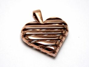 Striped heart pendant in 14k Rose Gold Plated Brass