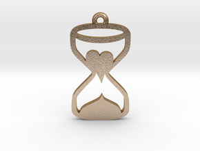 Heart Hourglass Necklace in Polished Gold Steel