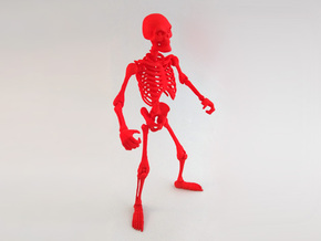 Articulated Skeleton Large  in Red Processed Versatile Plastic