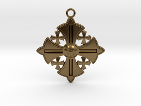 Jerusalem Cross Pendant  in Polished Bronze