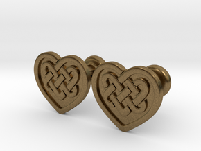 Heart Cufflinks in Natural Bronze