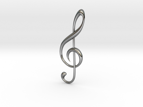 Classic Treble Clef Pendant in Fine Detail Polished Silver