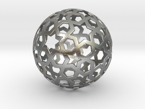 0027 Star Ball (Isotoxal Star Hexagons) 5cm #001 in Natural Silver