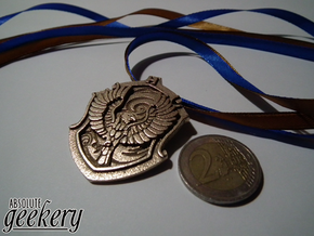 Ravenclaw House Crest - Pendant SMALL in Polished Bronzed Silver Steel