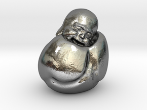 To Sleep Sitting Up Laughing Buddha in Fine Detail Polished Silver