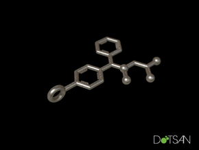 Modafinil Molecule Keychain in Polished Bronzed Silver Steel